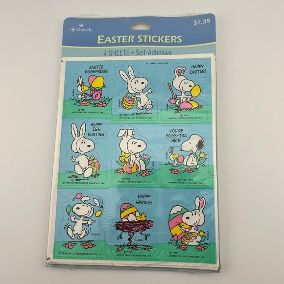 Other - Vintage Hallmark Peanuts Easter Stickers‎ Snoopy Sealed 4 Sheets NOS